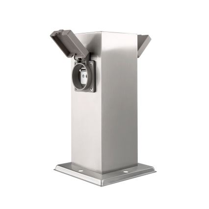 Coluna de tomadas exterior 2x 230V IP44 cromo mate quadrada