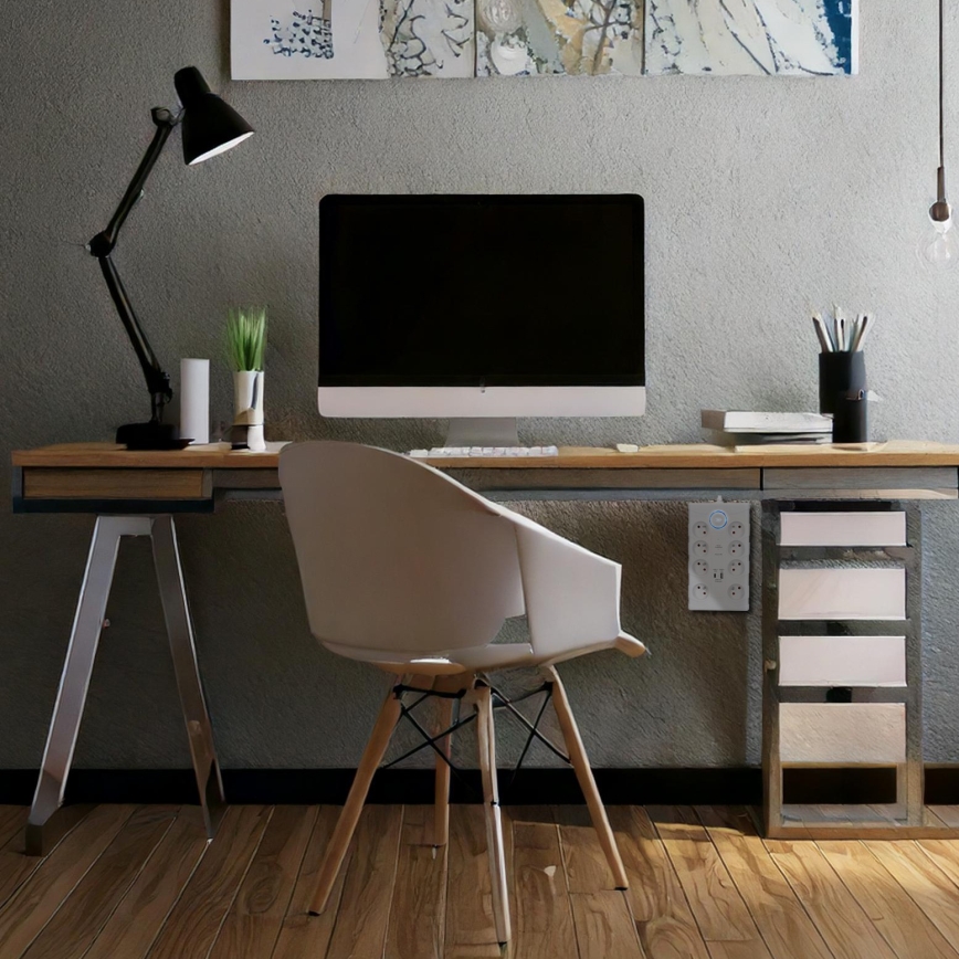 Cabo de extensão com interruptor e proteção contra sobretensões 8Z Tipo E + 1x USB-A + 1x USB-C 2 m branco