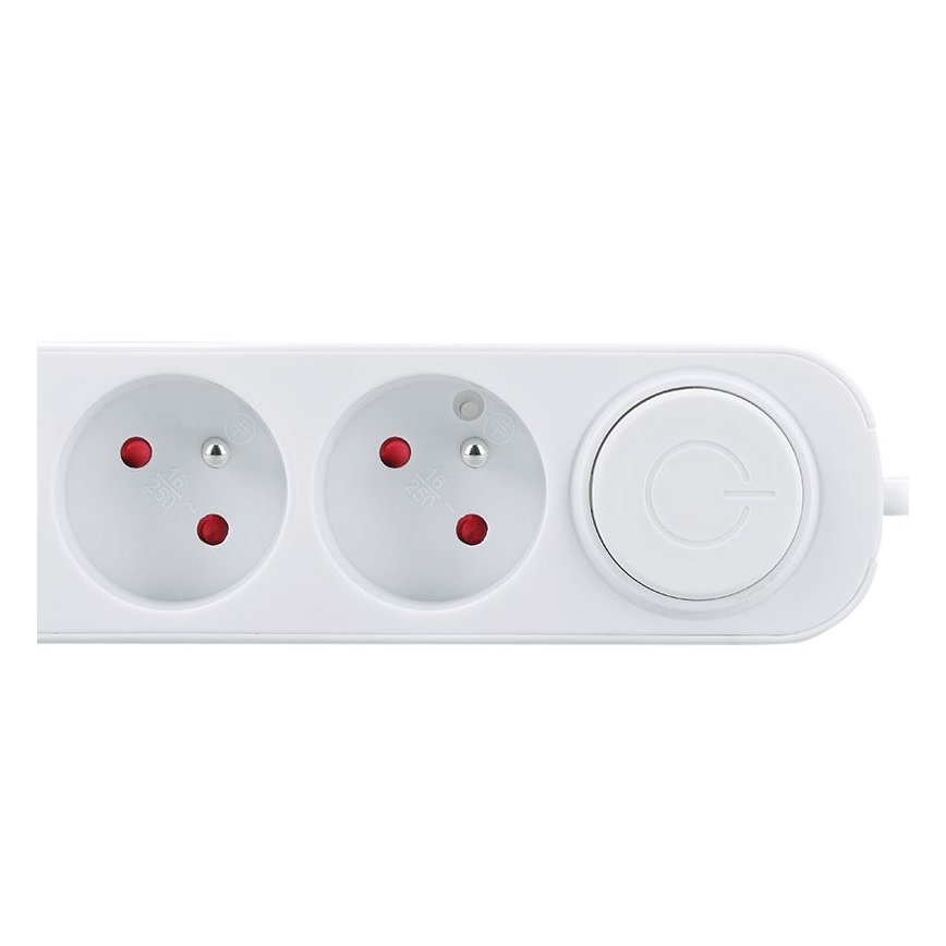 Cabo de extensão com interruptor, 3 tomadas e carregamento USB-A e USB-C, 2 m