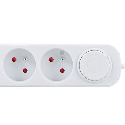 Cabo de extensão 5 m com interruptor, 3 tomadas e carregamento USB A e C