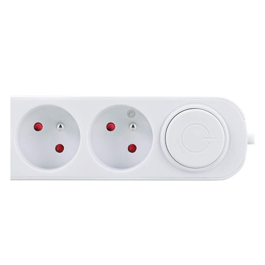 Cabo de extensão 5 m com interruptor, 3 tomadas e carregamento USB A e C