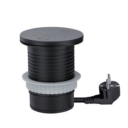 Tomada embutida com carregamento sem fios de 10 W, 1 tomada + USB A+C preta