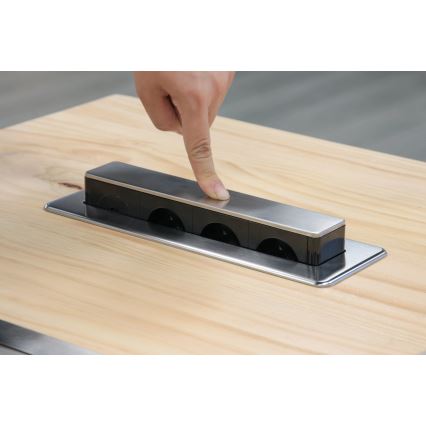 Coluna de tomadas para tampo de secretária 3x230V + USB-A + USB-C