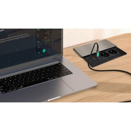 Tomada embutida 20 W com 2 tomadas, USB-A, USB-C e HDMI