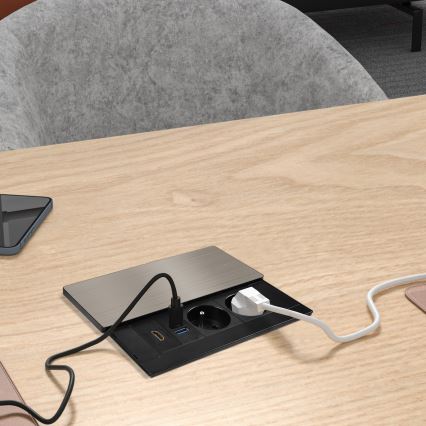 Tomada embutida 20 W com 2 tomadas, USB-A, USB-C e HDMI