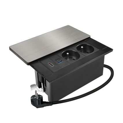 Tomada embutida 20 W com 2 tomadas, USB-A, USB-C e HDMI