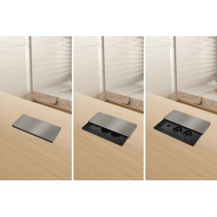 Tomada embutida com carregamento sem fio 20W, 2 tomadas + USB-A + USB-C