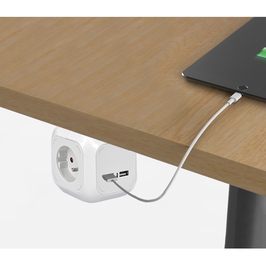 Extensão de cabo com múltiplas tomadas 4x230V/2xUSB 5V 2m