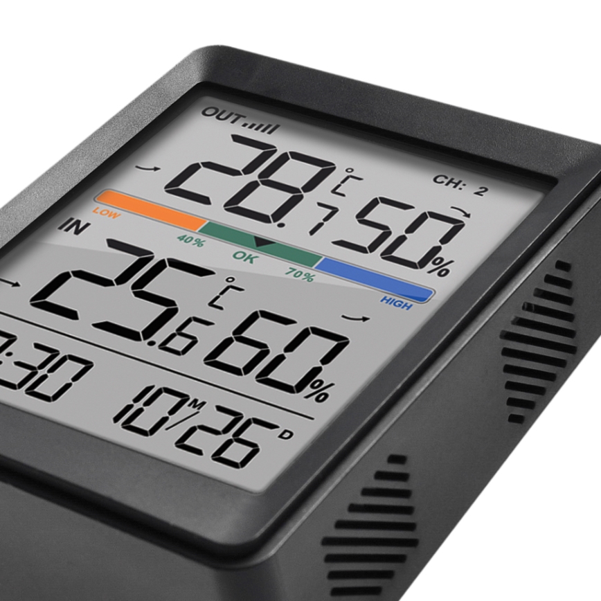 Estação meteorológica com despertador 2xAAA + 2xAAA preta