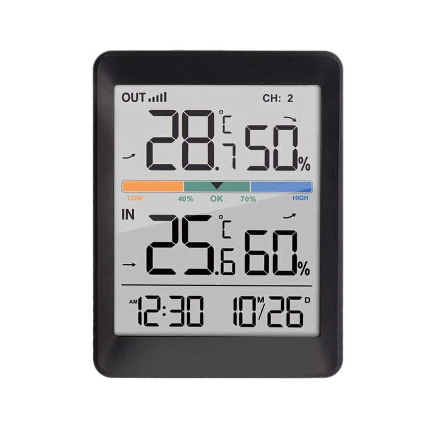 Estação meteorológica com despertador 2xAAA + 2xAAA preta