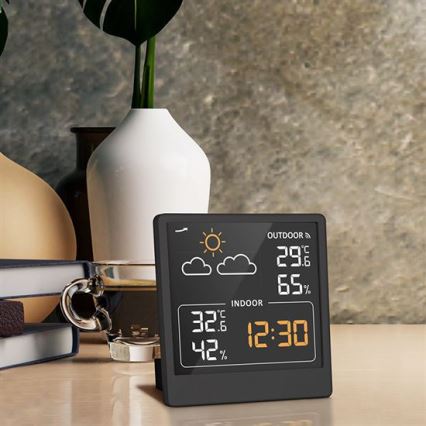 Termómetro digital 5V/2xAAA + 2xAAA preto