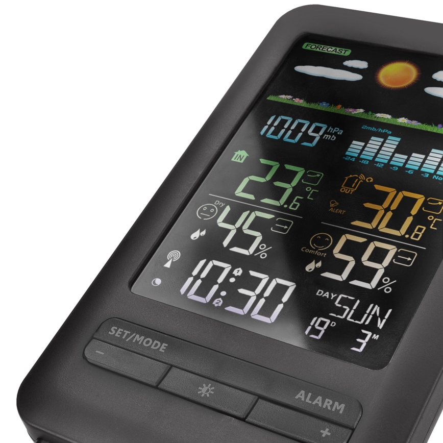 Estação meteorológica com ecrã LCD 2xAA + 2xAA preta
