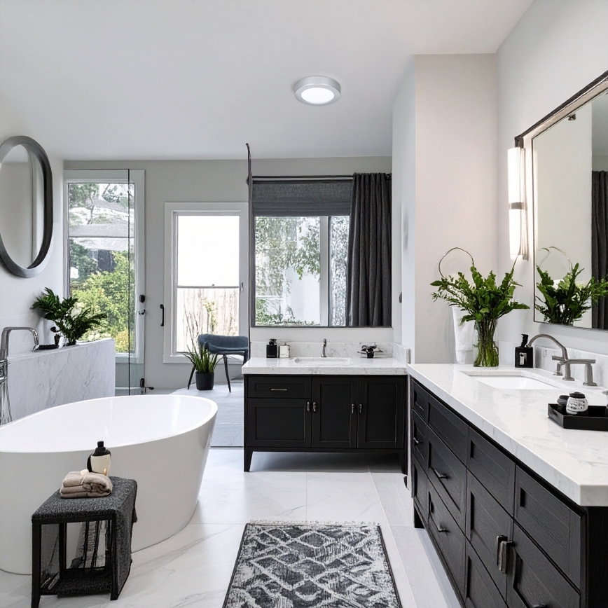 Painel LED 2 em 1 (sobreposto/embutido) 12W/230V 3000/4000/6000K Ø17 cm IP54 prateado