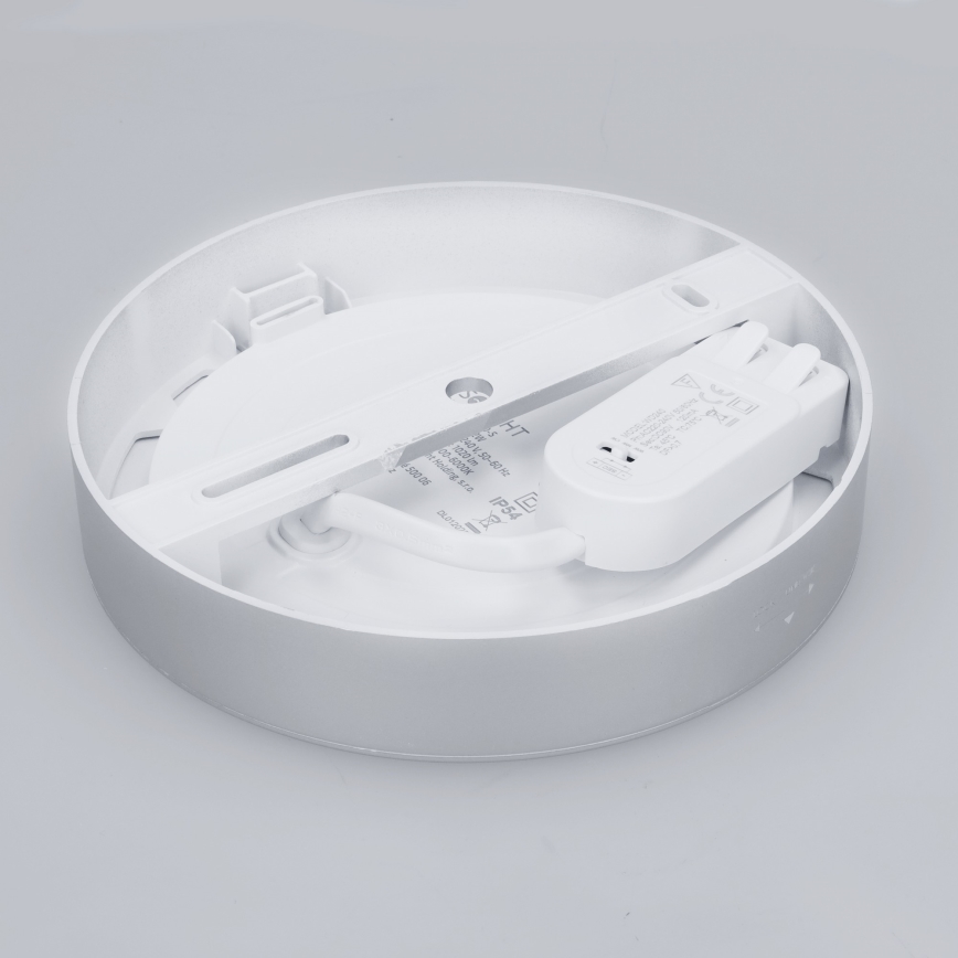 Painel LED 2 em 1 (sobreposto/embutido) 12W/230V 3000/4000/6000K Ø17 cm IP54 prateado