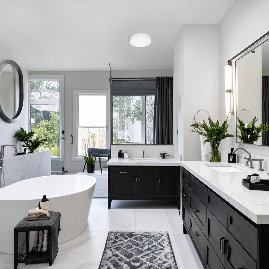 Painel LED 2 em 1 (sobrepor/embutir) 12W / 230V / 3000/4000/6000K / Ø17 cm / IP54 / branco