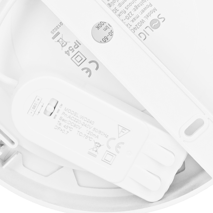 Painel LED 2 em 1 (sobrepor/embutir) 12W / 230V / 3000/4000/6000K / Ø17 cm / IP54 / branco