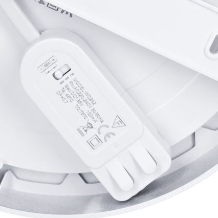 Painel LED 2 em 1 para sobrepor/encastrar 18W/230V 3000/4000/6000K Ø 22,5 cm IP54 prateado