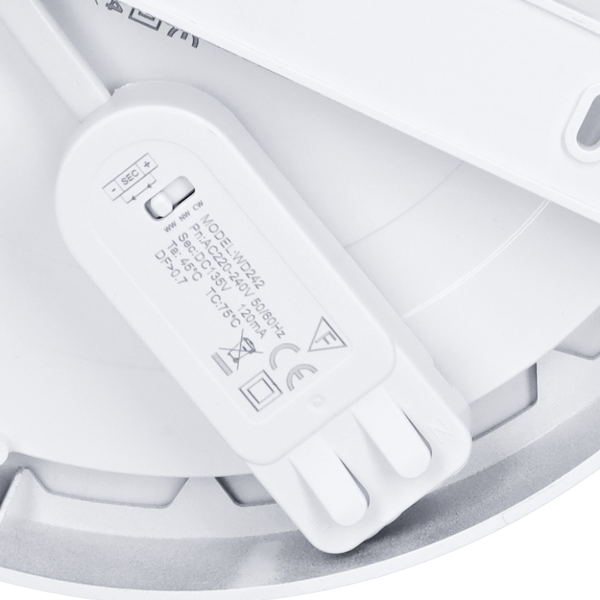 Painel LED 2 em 1 para sobrepor/encastrar 18W/230V 3000/4000/6000K Ø 22,5 cm IP54 prateado