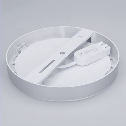 Painel LED 2 em 1 para sobrepor/encastrar 18W/230V 3000/4000/6000K Ø 22,5 cm IP54 prateado