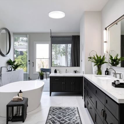 Painel LED 2 em 1 sobrepor/encastrável 18W/230V 3000/4000/6000K Ø22,5 cm IP54 branco