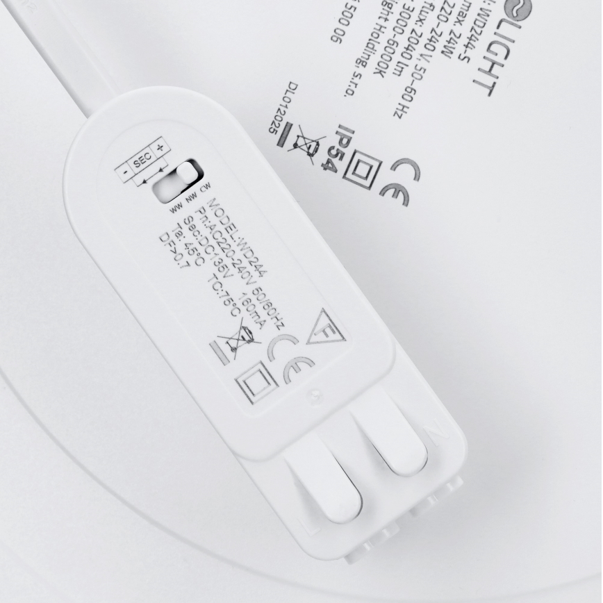 Painel LED 2 em 1 para sobrepor ou embutir, 24W/230V, 3000/4000/6000K, Ø 30 cm, IP54, prateado