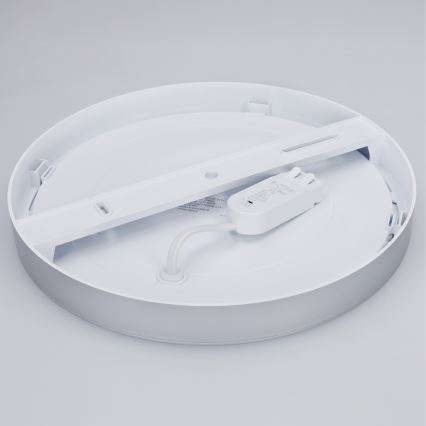 Painel LED 2 em 1 para sobrepor ou embutir, 24W/230V, 3000/4000/6000K, Ø 30 cm, IP54, prateado