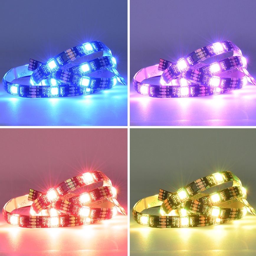 Fita LED RGB regulável para TV LED/6W/5V Wi-Fi Tuya + controlo remoto 0,5m