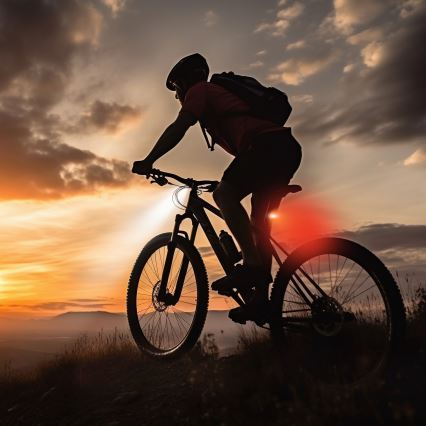 CONJUNTO 2x Luz recarregável LED regulável para bicicleta 350 mAh IP44 vermelho/branco