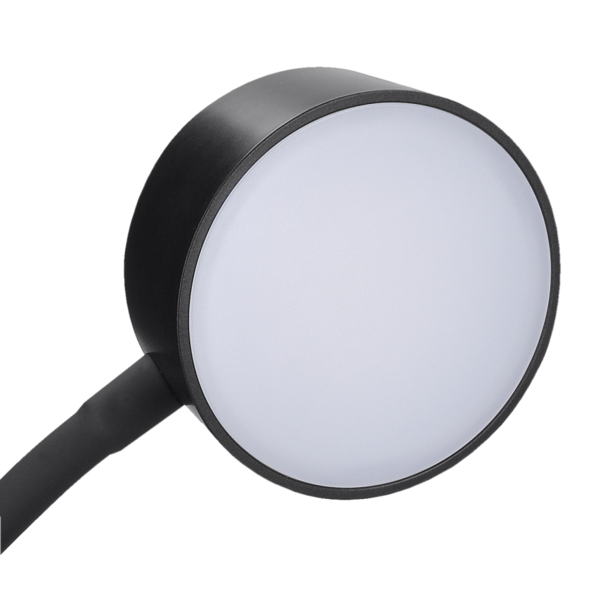 Lâmpada de mesa flexível recarregável LED dimmerizável com clipe LED/2W/1800 mAh 3000/4000/6500K preta