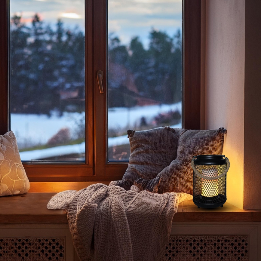 Candeeiro de mesa LED decorativo LED/3xAA preto