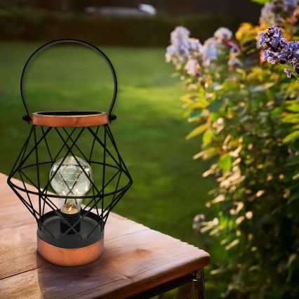 Candeeiro de mesa LED decorativo LED/3xAA preto/cobre