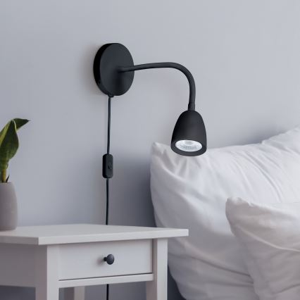 Candeeiro pequeno LED de parede com regulação LED/4W/230V preto