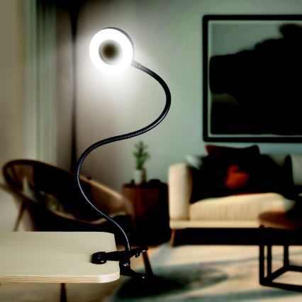 Candeeiro de mesa LED dimerizável com clipe LED/8W/230V 3000/4000/5000K preto