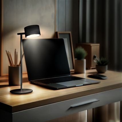 Lâmpada LED recarregável 3 em 1 com dimmer tátil LED/4W/2000 mAh 3000/4000/6500K preta