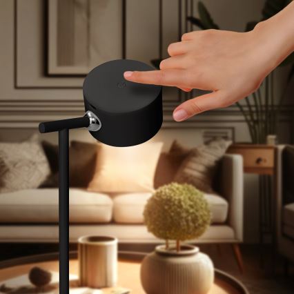 Lâmpada LED recarregável 3 em 1 com dimmer tátil LED/4W/2000 mAh 3000/4000/6500K preta