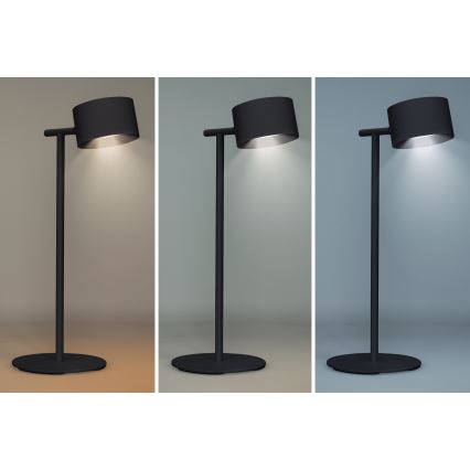 Lâmpada LED recarregável 3 em 1 com dimmer tátil LED/4W/2000 mAh 3000/4000/6500K preta