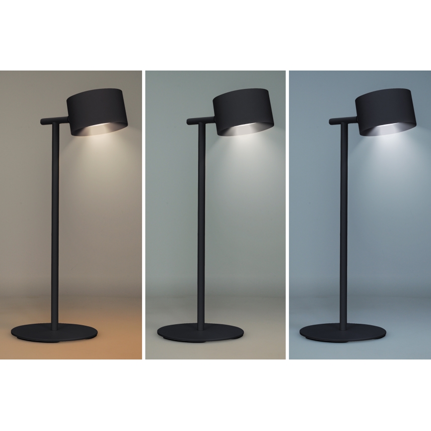 Lâmpada LED recarregável 3 em 1 com dimmer tátil LED/4W/2000 mAh 3000/4000/6500K preta