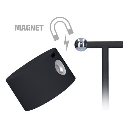 Lâmpada LED recarregável 3 em 1 com dimmer tátil LED/4W/2000 mAh 3000/4000/6500K preta