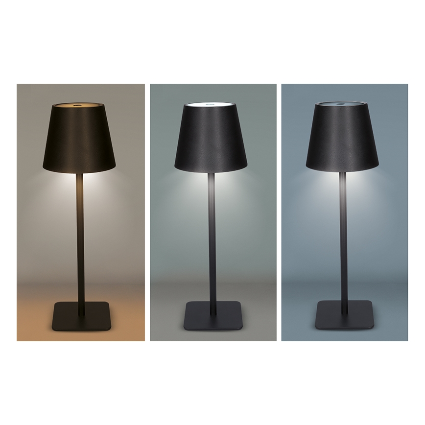 Lâmpada de mesa LED tátil recarregável com dimmer LUCCA LED/3,7V 3000/4000/6500K 2000 mAh preta