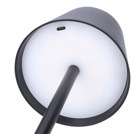 Lâmpada de mesa LED tátil recarregável com dimmer LUCCA LED/3,7V 3000/4000/6500K 2000 mAh preta