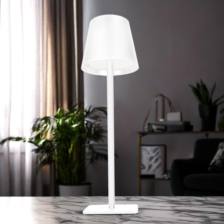 Candeeiro de mesa tátil recarregável e regulável LUCCA LED, 3,7V, 3000/4000/6500K, 2000 mAh, branco