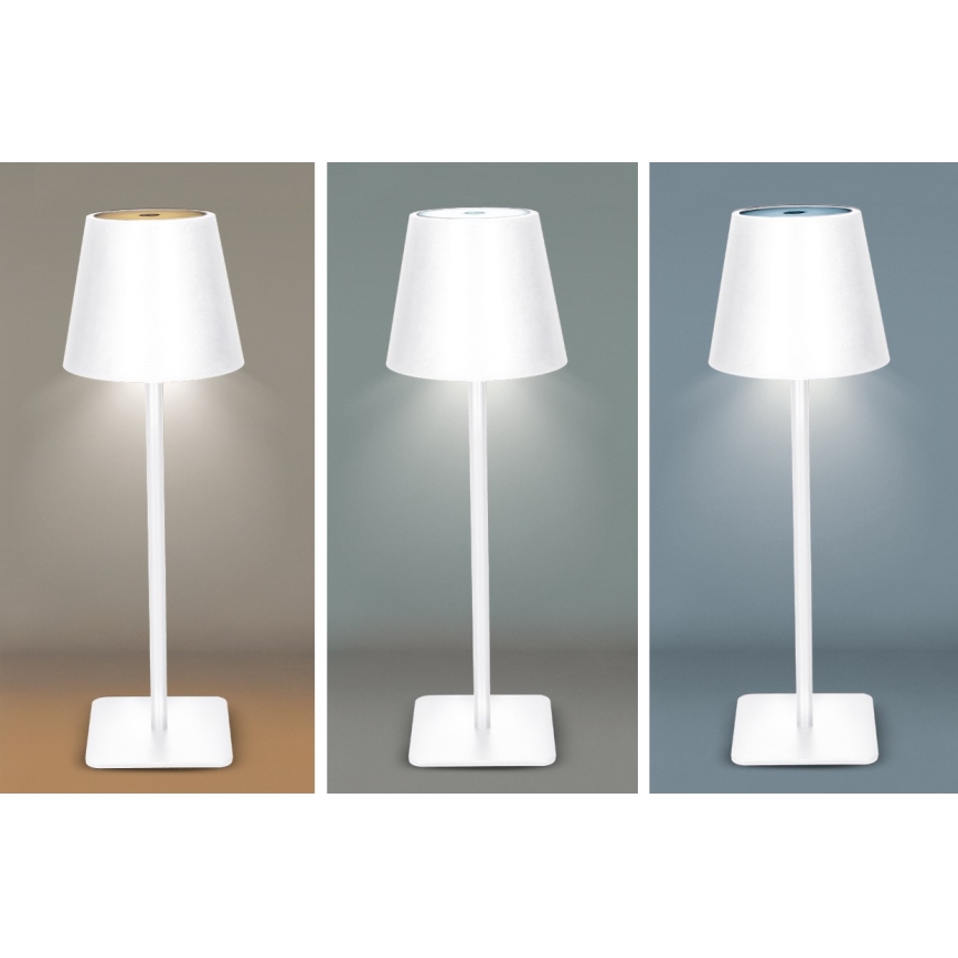 Candeeiro de mesa tátil recarregável e regulável LUCCA LED, 3,7V, 3000/4000/6500K, 2000 mAh, branco