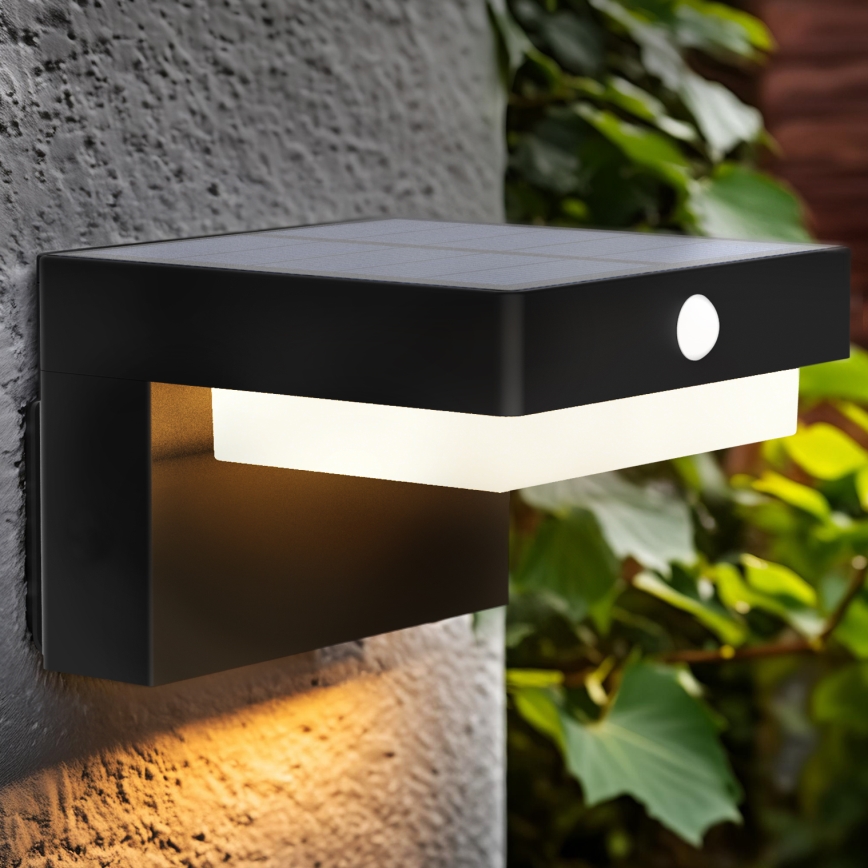 Luminária de parede solar LED com sensor de movimento e crepúsculo PALERMO LED/5W/3,7V 2000 mAh IP54 preta