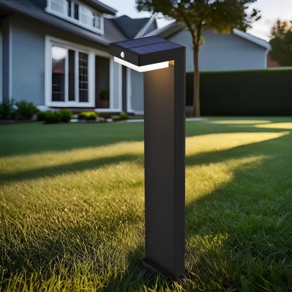 Lâmpada Solar LED com sensor de movimento e crepúsculo PALERMO LED/5W/5V 2000 mAh IP54 preta