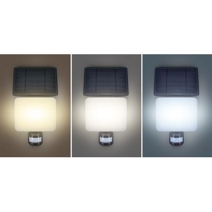 Refletor solar LED com sensor de movimento LED/11W/3,7V 4400mAh 3000K/4000K/6500K IP54
