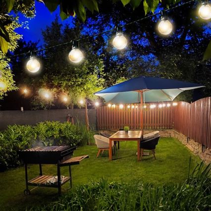 LED corrente decorativa para exterior GIRLANDA 25xE12 20m IP44 branco quente
