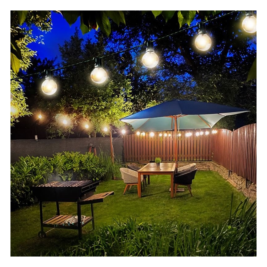 LED corrente decorativa para exterior GIRLANDA 25xE12 20m IP44 branco quente