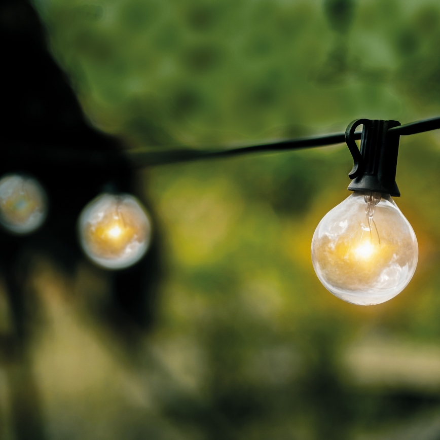 LED corrente decorativa para exterior GIRLANDA 25xE12 20m IP44 branco quente