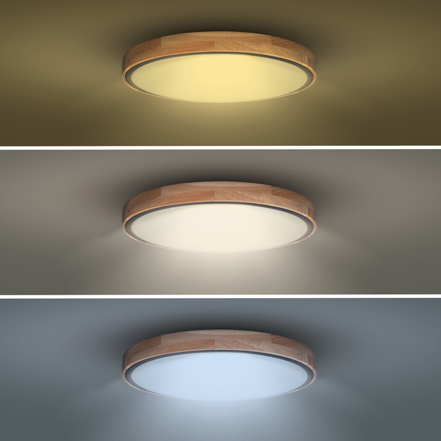 Candeeiro de tecto LED dimerizável IRON OAK LED/48W/230V 3000-6500K carvalho Ø 40 cm + controlo remoto