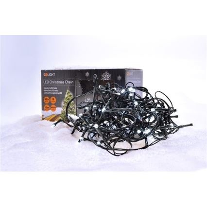 Cordão de LED para exterior, 100 LEDs, 8 modos, IP44, 13 m, branco frio
